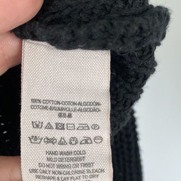 Free People Damsel Cable Knit Pullover Black Sweater Bell Sleeves Oversized XS - Picture 4 of 11